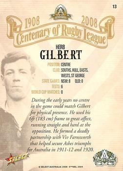 2008 NRL Centenary #13 Herb Gilbert Back